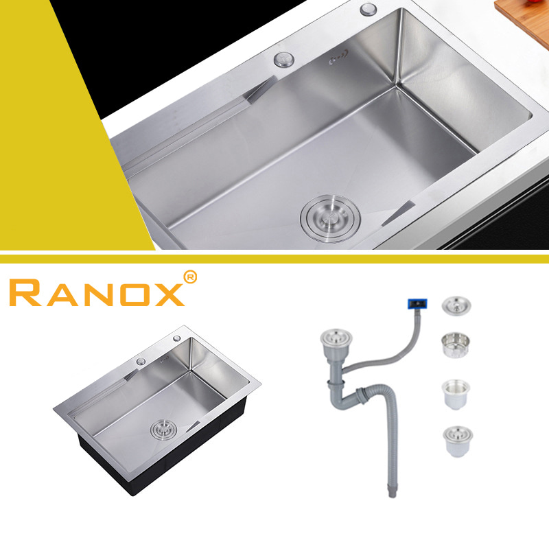 COMBO BỒN RỬA CHÉN 1 NGĂN LỚN VÀ VÒI CỔ ĐIỂN RANOX RN44584