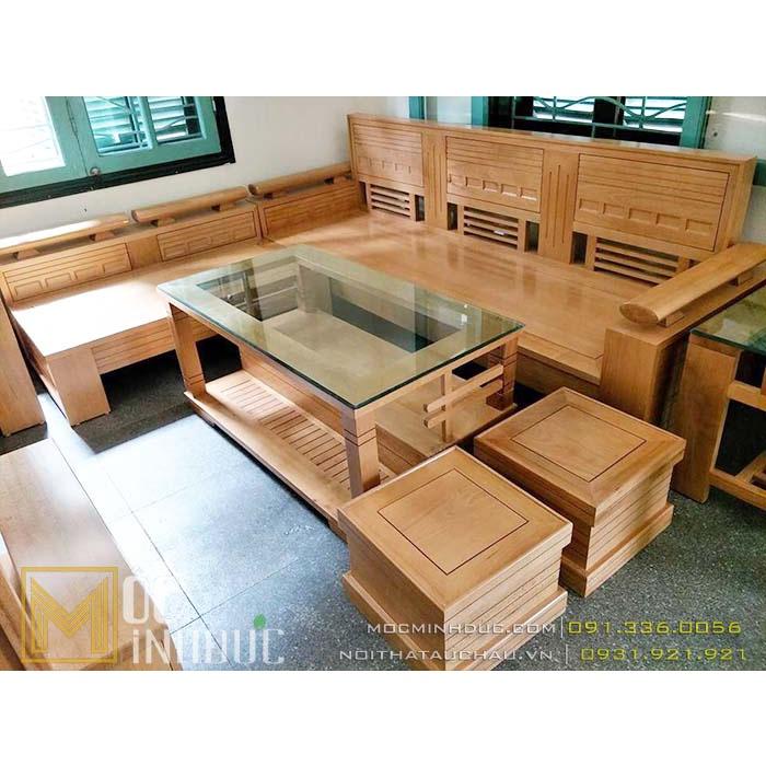 Bàn ghế Phòng Khách gỗ Sồi Nga mẫu 84