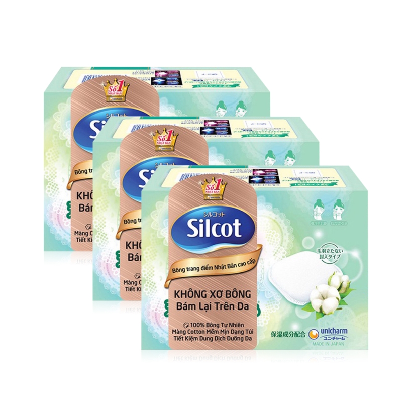 Bộ 3 hộp Bông tẩy trang cao cấp Silcot Premium 66 miếng/hộp