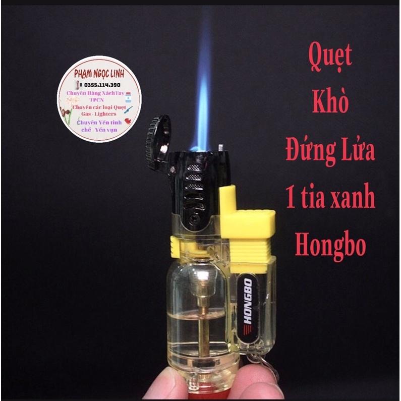 Quẹt Khò Bật  ĐỨNG LỬA  1 tia xanh, đích đỏ,| Quẹt đẹp độc lạ, có móc treo chìa khoá