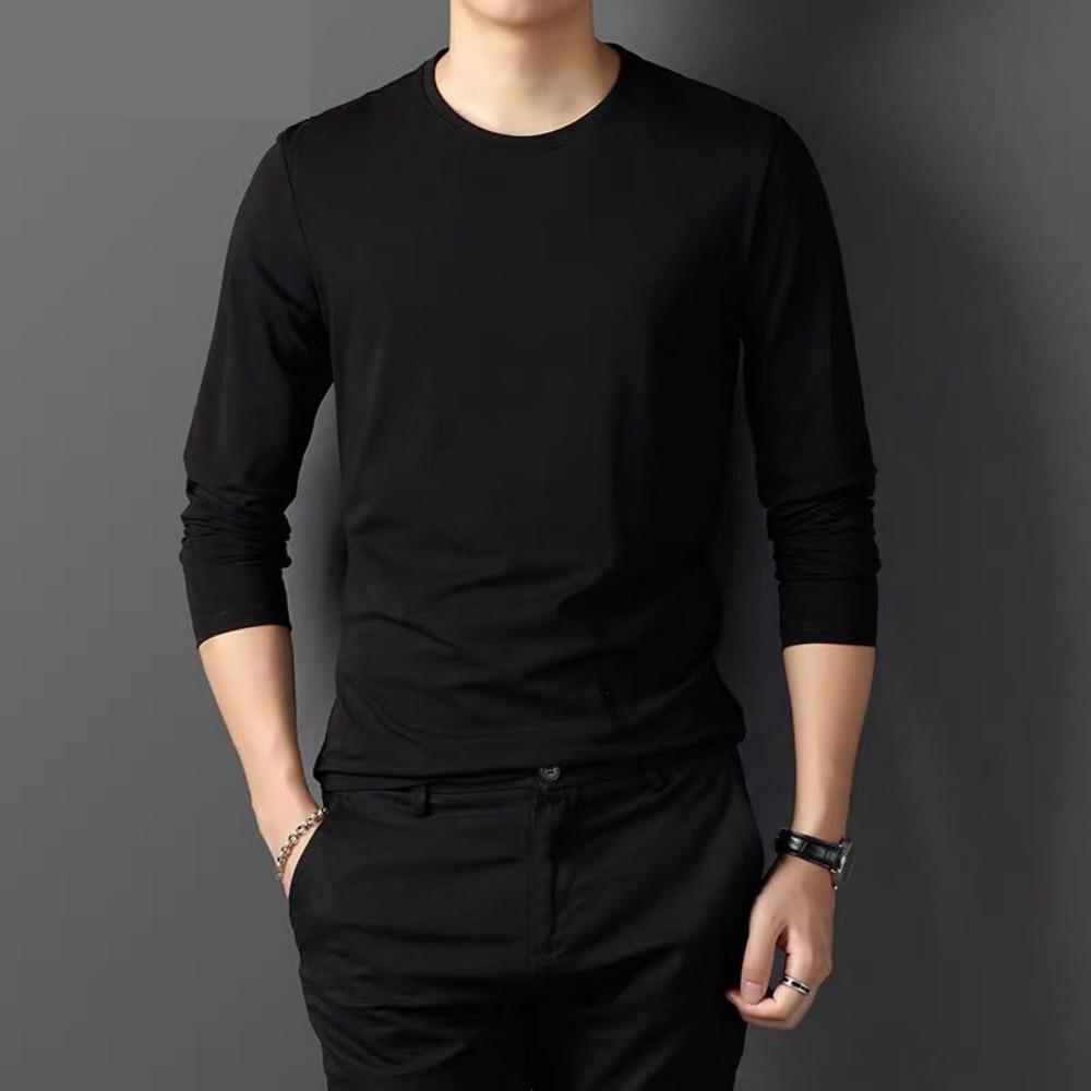 Áo thun nam dài tay cổ tròn mặc thu đông, giữ nhiệt, chất cotton co giãn,dáng ôm body