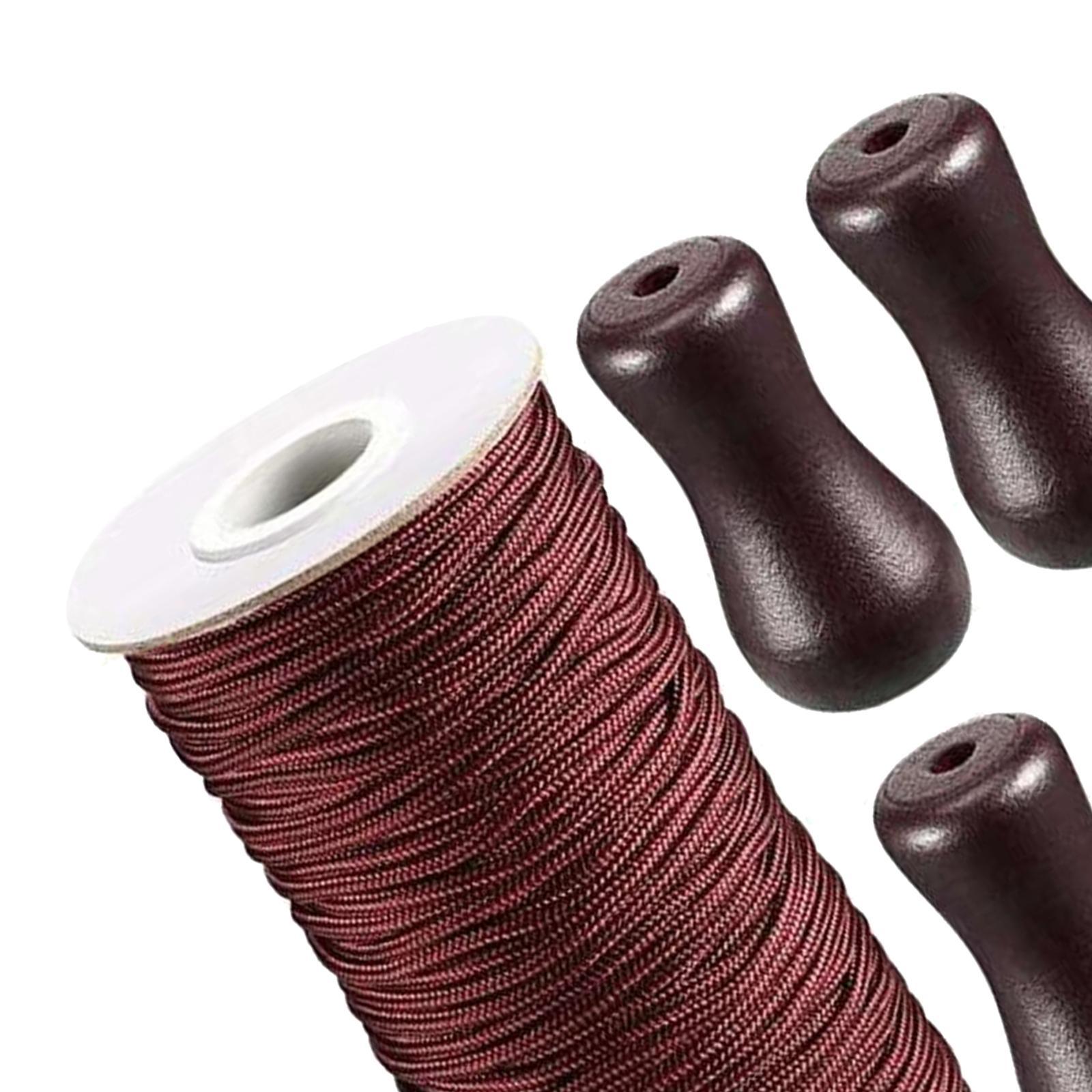 Brown Braided Lift Shade Cord Wood Pendant for Aluminum Blind Shade