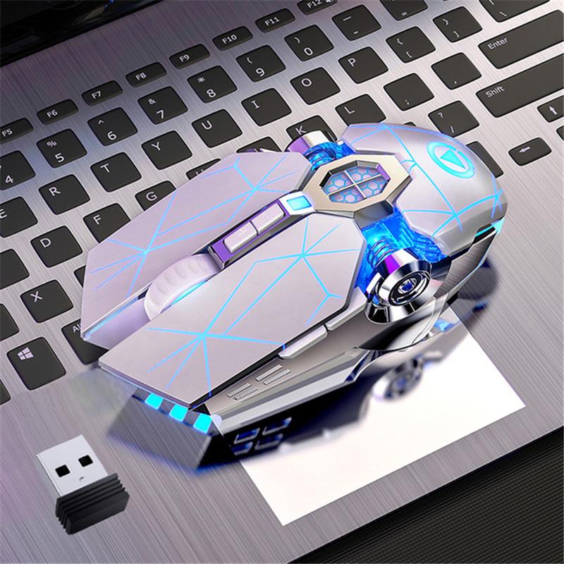 Chuột Chơi Game Sạc Không Dây Silicon LED Backlit Quang Công Thái Học Dành Cho Máy Tính Laptop Máy Tính