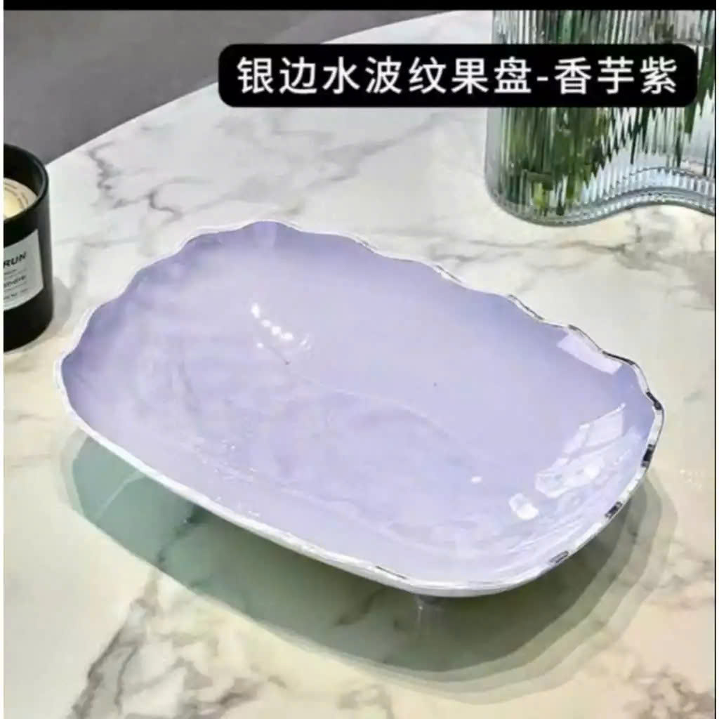 Đĩa Meka Cao Cấp Có Chân Đế Viền Ánh Kim – Khay Đựng Trái Cây- Khay Bánh KẹoTết, Hoa Quả, Decor Bàn Trà Phòng Khách - HÀNG CHÍNH HÃNG MINIIN