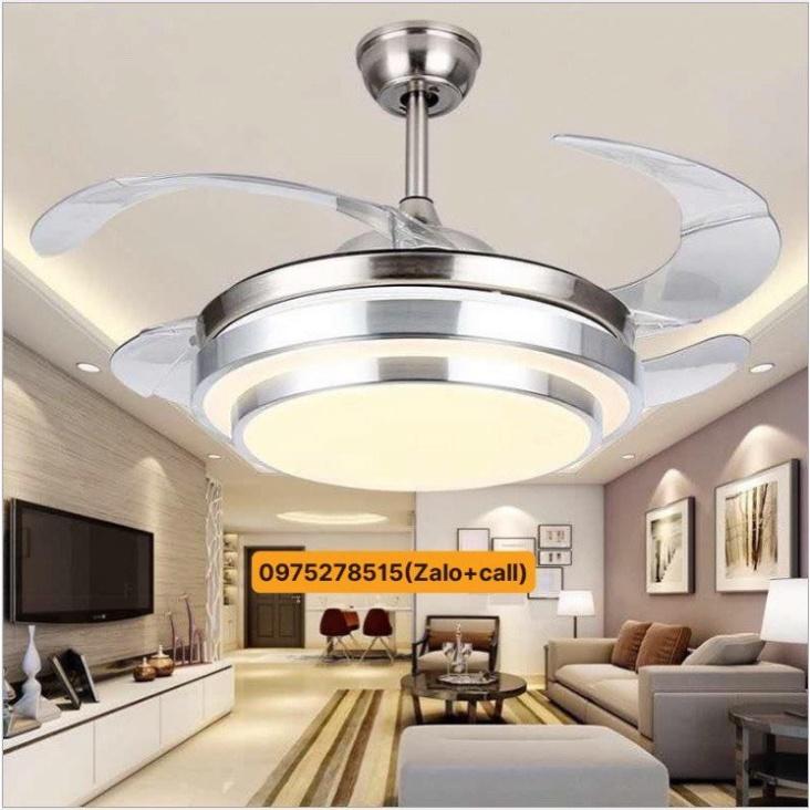 Quạt Trần Cánh Cụp Cánh Xòe DC Lõi Đồng, Có 3 cơ chế đèn LED chiếu sáng Và 3 vận tốc Gió Có REMOTE