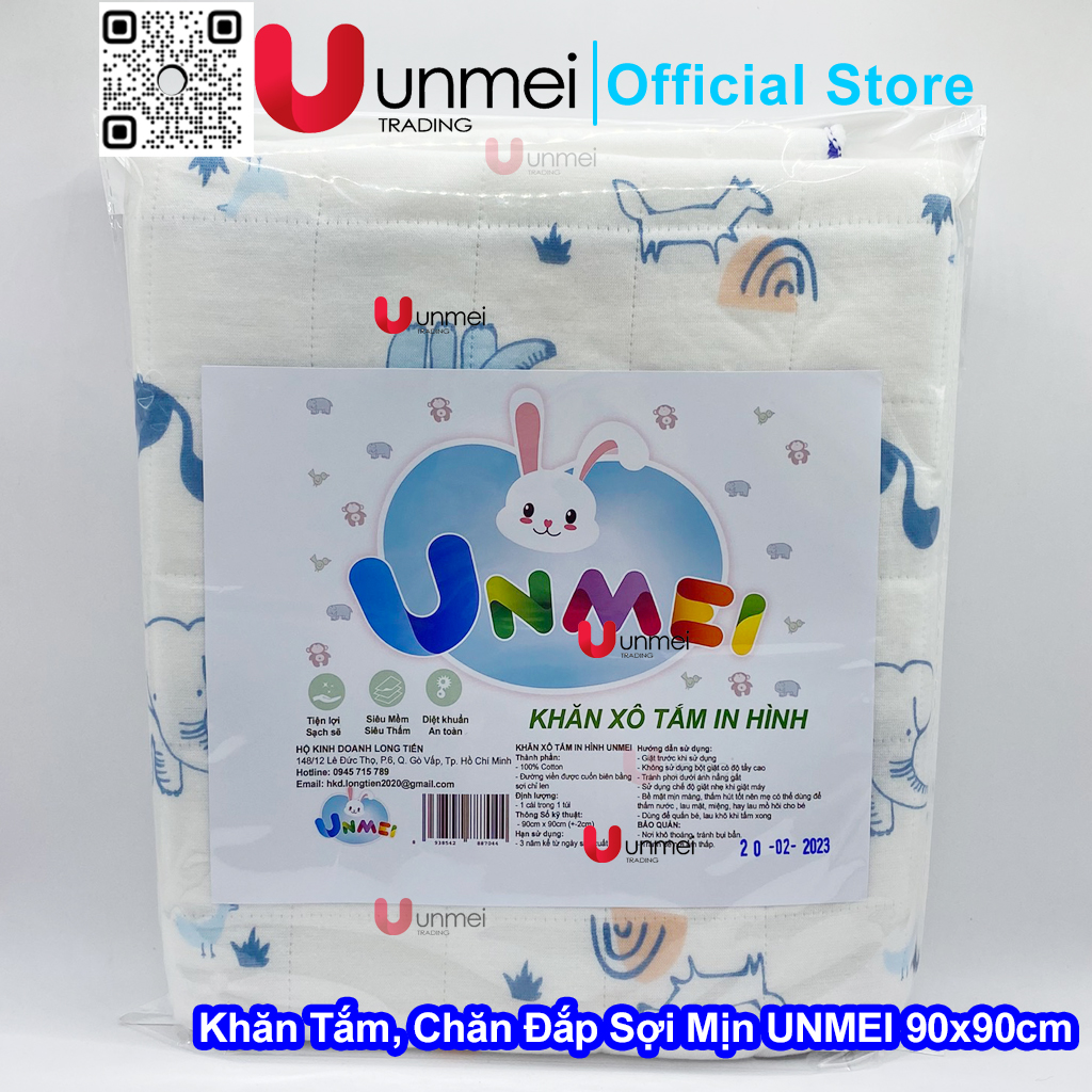Khăn Tắm, Chăn Đắp Unmei 3 Lớp Vải Xô Mềm, Thấm Hút Và Thoáng Khí Cho Bé Từ Sơ Sinh