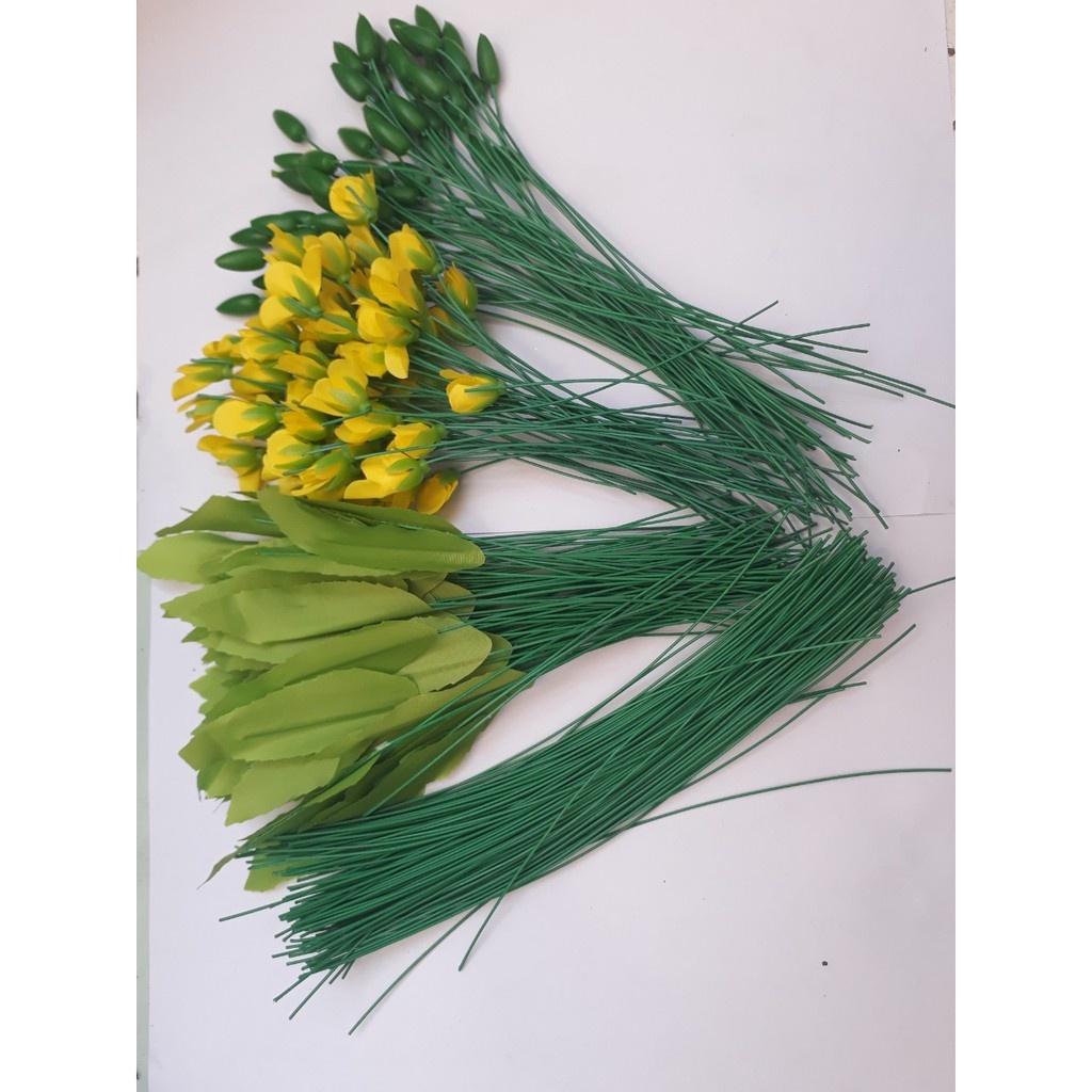 100 gram kẽm, lá, nụ, búp buộc hoa mai, đào trang trí Tết