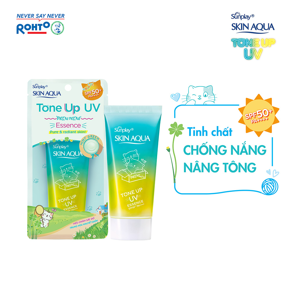 Tinh chất chống nắng nâng tông dành cho da dầu/hỗn hợp Sunplay Skin Aqua Tone Up UV Milk (Mint Green) (dành cho da sáng, có khuyết điểm đỏ) (50g)