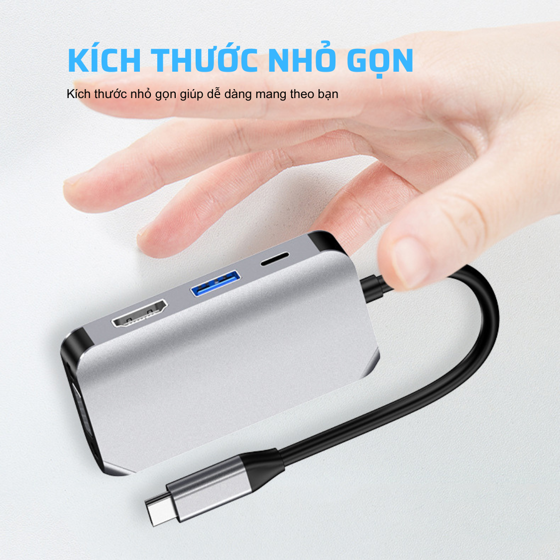 Hub Chuyển Đổi Type-C Chia 4 Cổng HDMI/VGA/PD 2.0/USB 3.0 - Hàng Chính Hãng Tamayoko