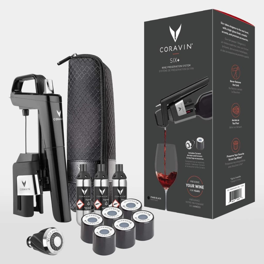 Coravin - Bộ Dụng Cụ Chiết Rượu Timeless Six+ Màu Piano Black - 14 Món