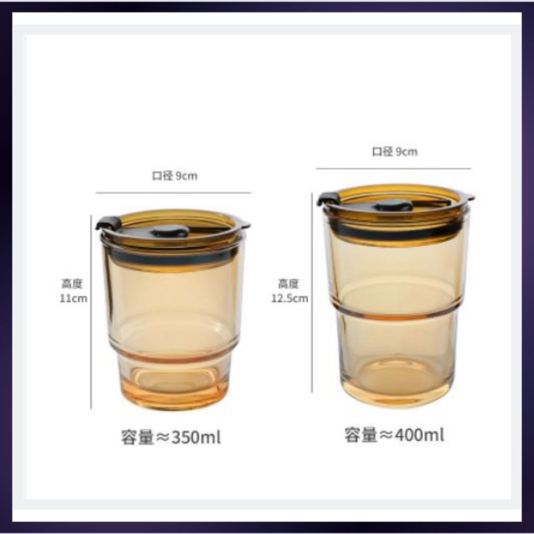 Cốc thủy tinh uống cà phê, trà, nước ép, có ống hút và bao da chống nóng, sang trọng, tiện lợi