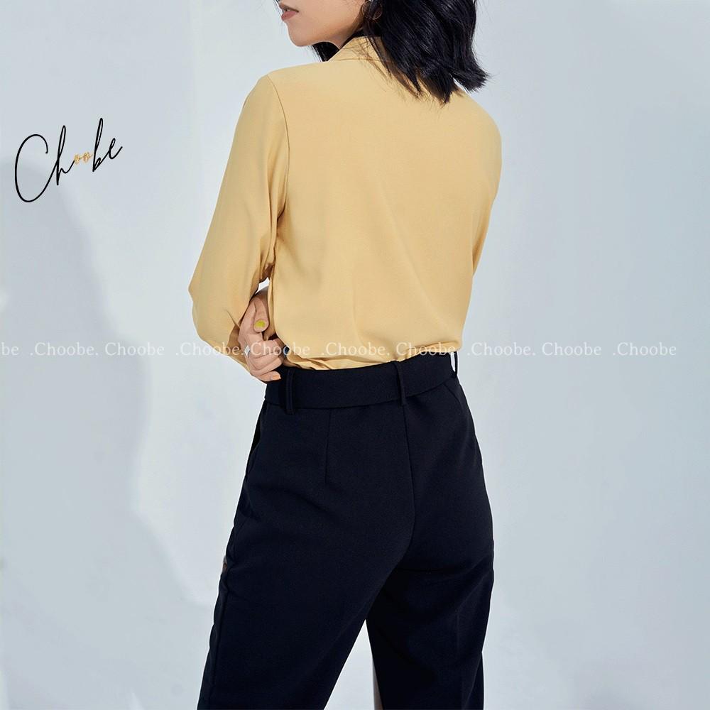 Quần baggy nữ Choobe cạp cao đai khuyên lỗ tháo rời cá tính chất vải cao cấp form dáng công sở - Q30