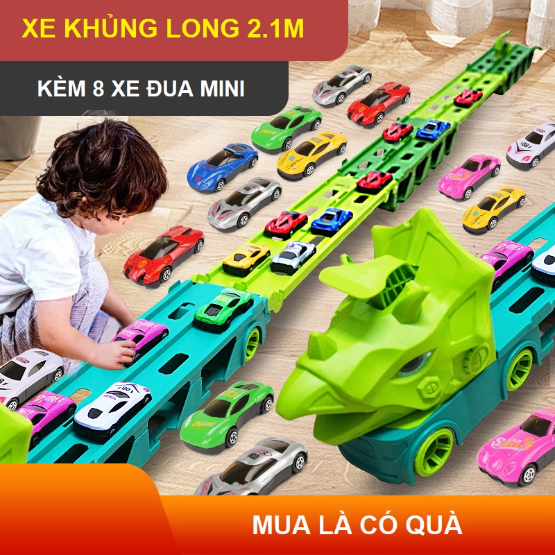 Khủng long đồ chơi mô hình toa xe chở động vật và khủng long cỡ lớn cho bé, quà tặng sinh nhật cho bé