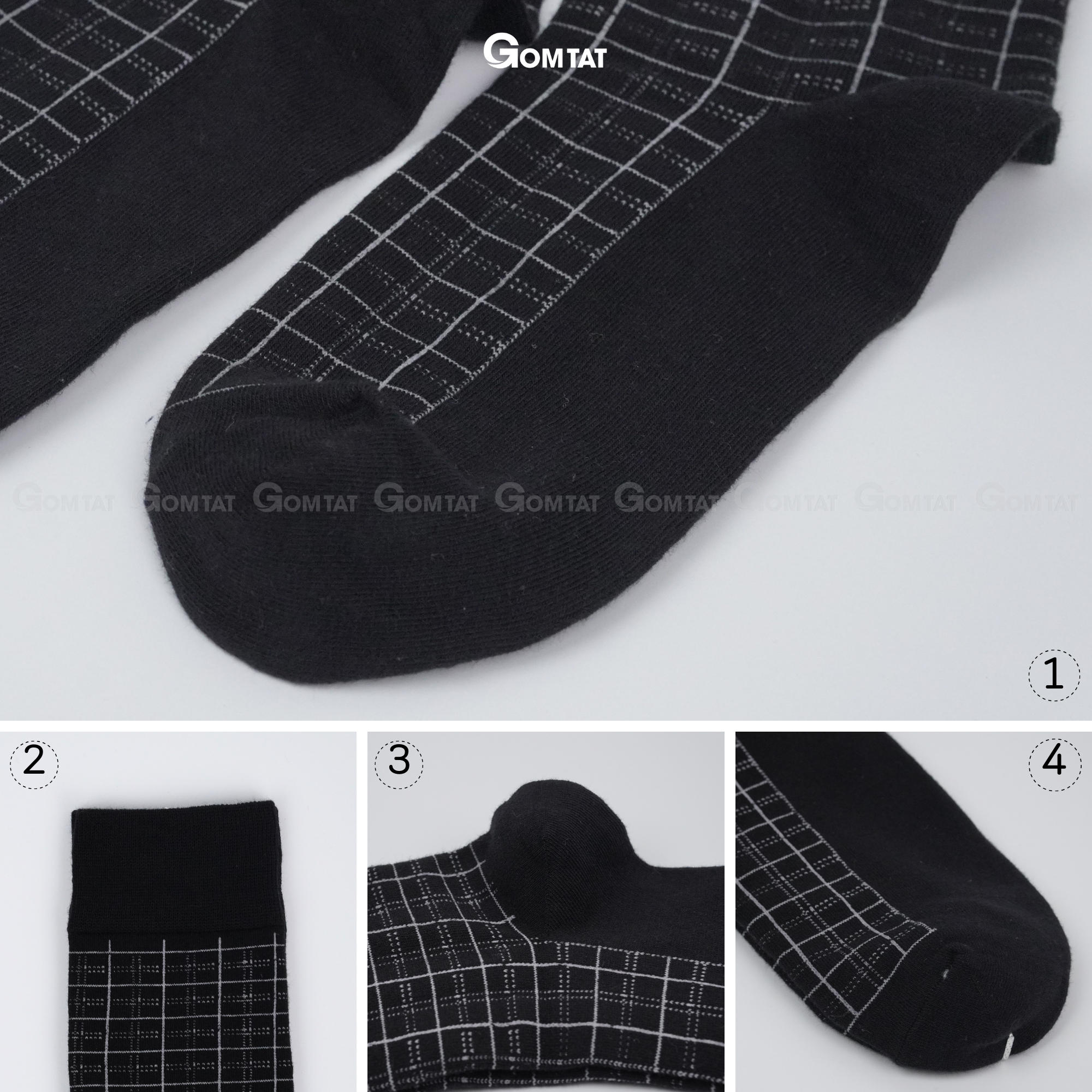 Tất nam cổ cao công sở họa tiết, vớ cao cổ nam đi giày tây chất liệu cotton cao cấp thoáng mát - GOM-TAY11-DENCAROTRANG