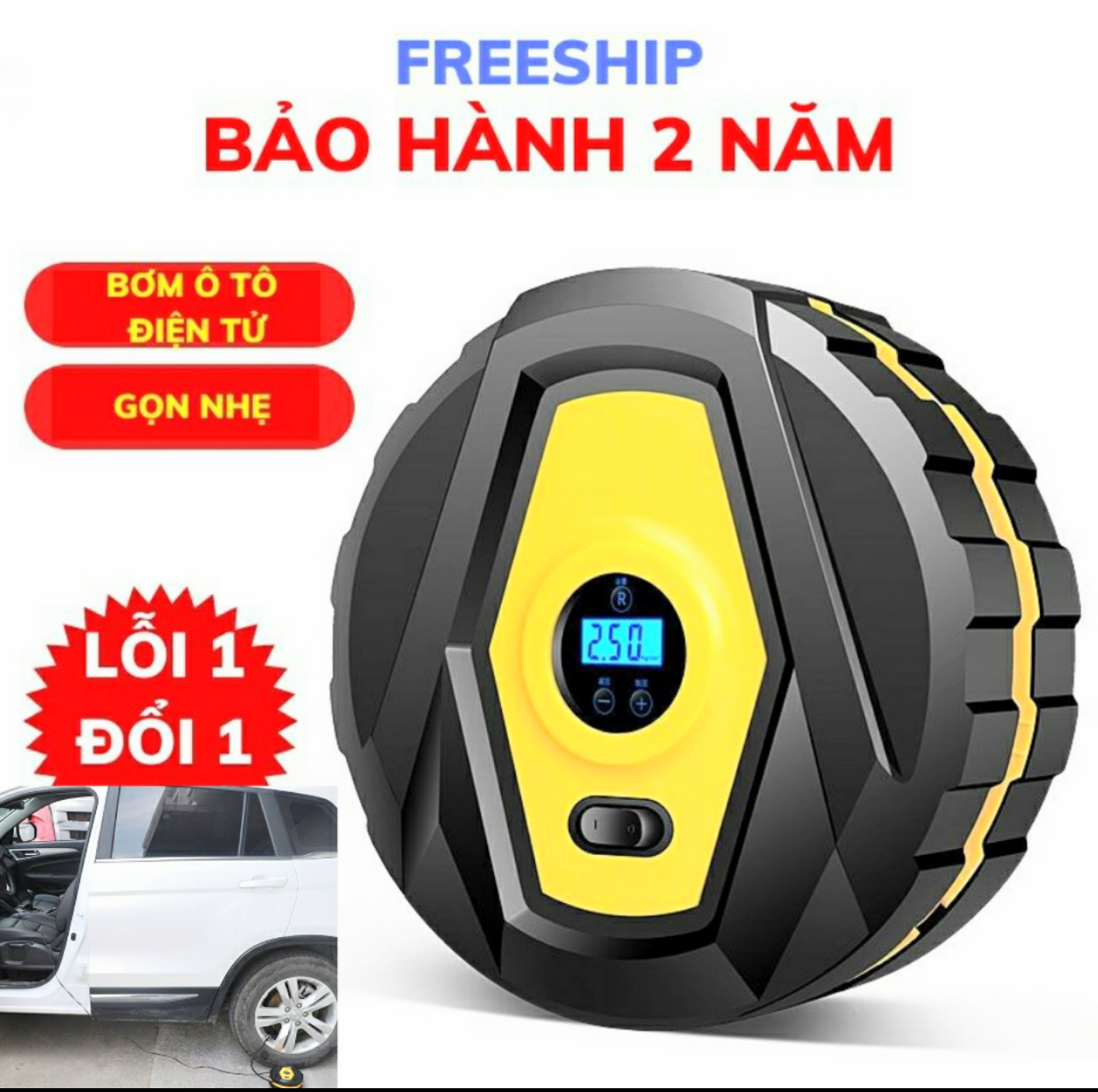 MÁY BƠM HƠI BƠM LỐP XE MÁY XE HƠI ÔTÔ ĐIỆN TỬ  12V TỰ NGẮT THÔNG MINH HÀNG TỐT NHẤT