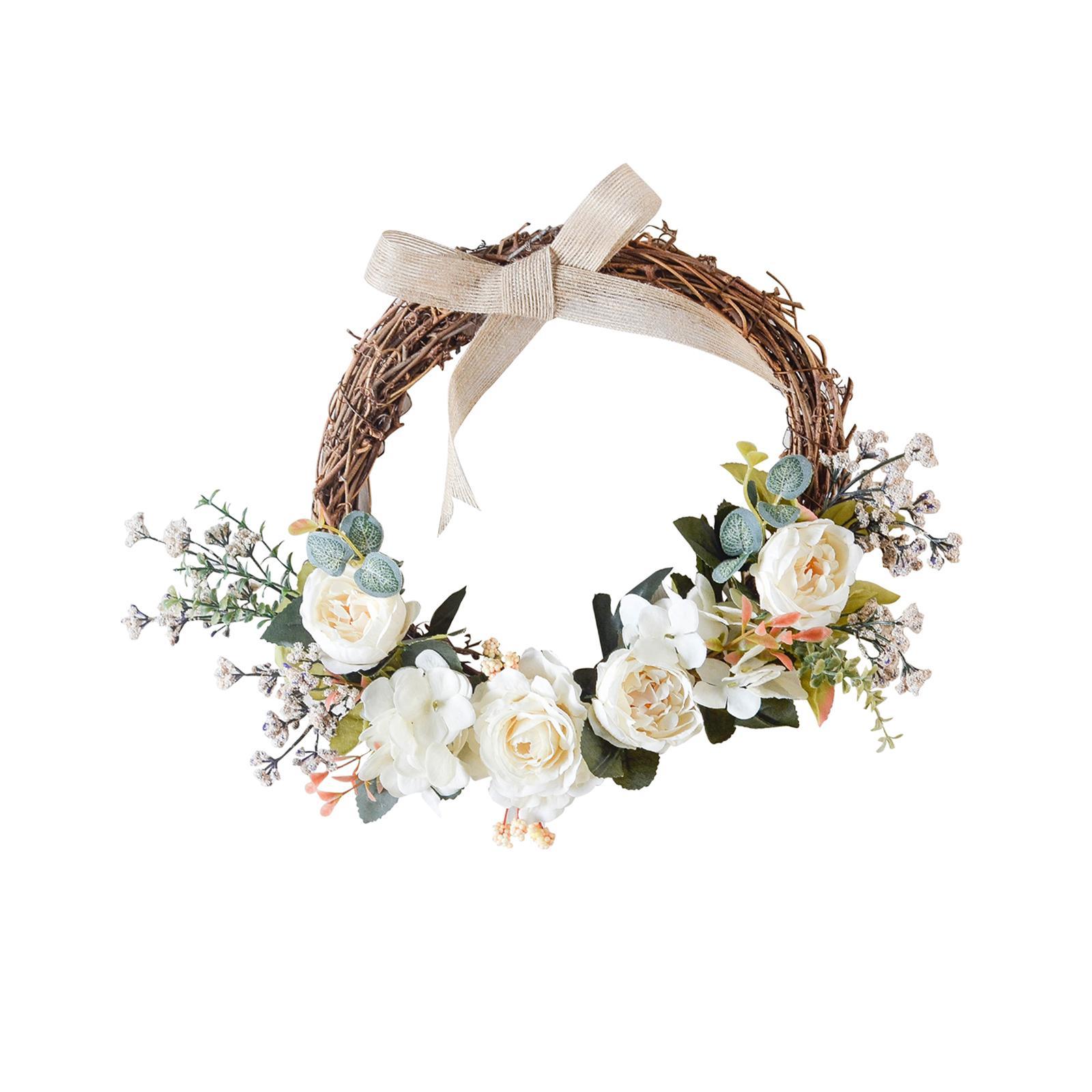 Artificial Flower Wreath Farmhouse Garland Door Wreath for Holiday Party