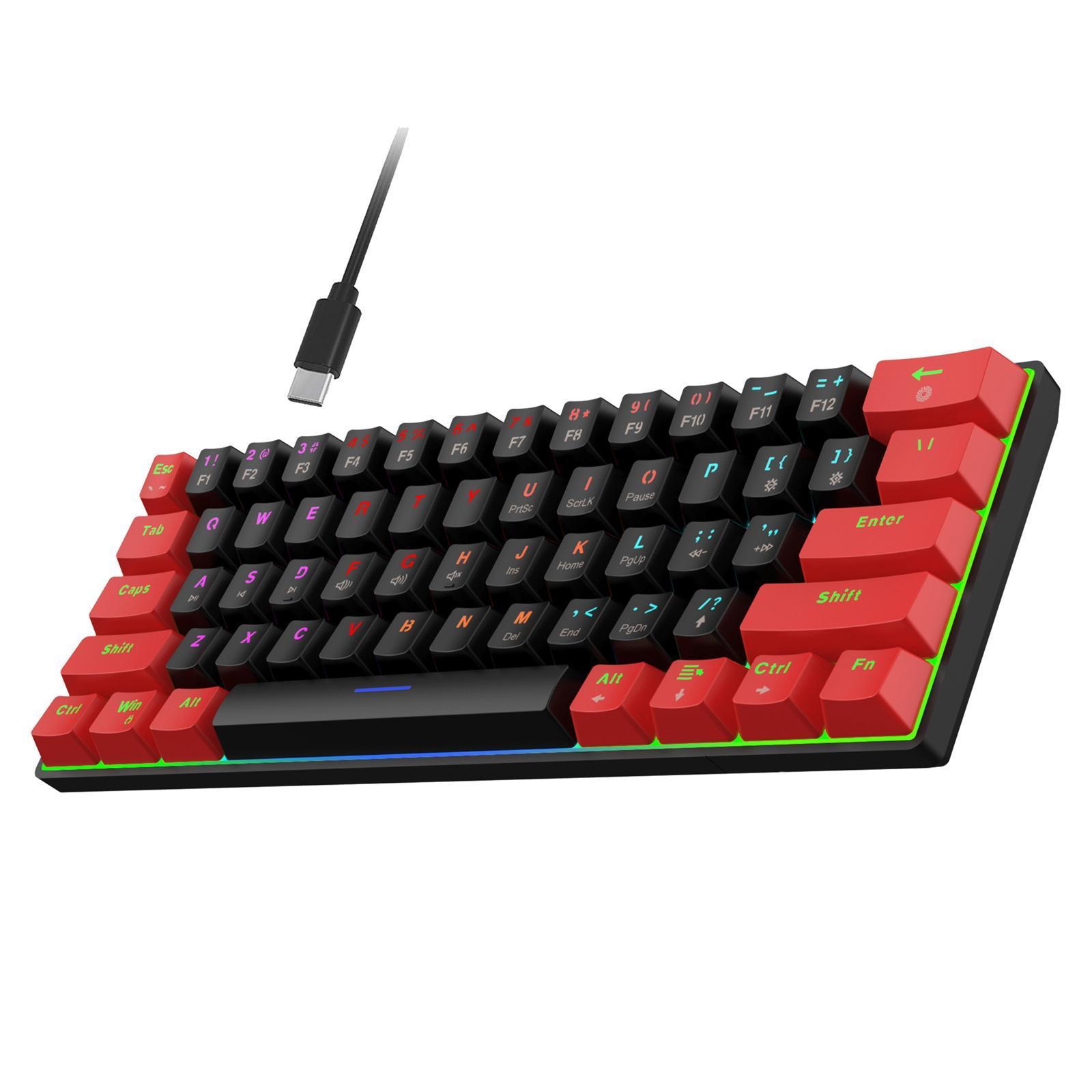 Gaming Keyboard USB Compact LED Backlit 61 Keys for Game Laptop Office