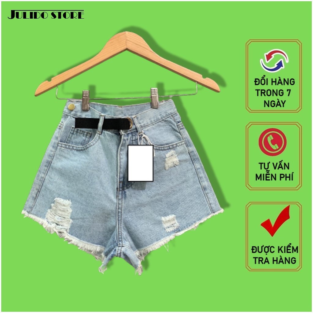 Quần short nữ lưng cao Julido S06 chất jean, một màu, ba kích thước thời trang trẻ trung