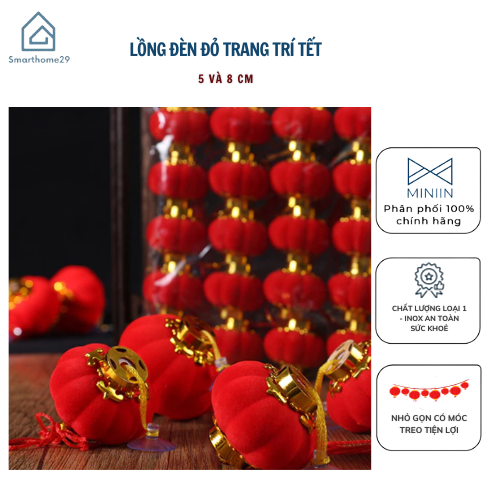 Set 30 Đèn Lồng Đỏ, Quả Cầu Vải Nhung Hàng Loại Đẹp Trang Trí Nhà Cửa, Lễ Hội, Tết Nguyên Đán 2024 - HÀNG CHÍNH HÃNG MINIIN