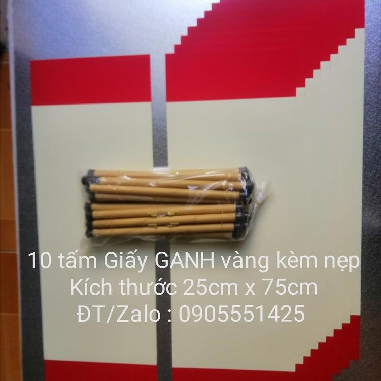 Bộ 10 tấm giấy GANH vàng KÈM NẸP treo. Giấy, Mành tre, biểu lụa viết thư pháp