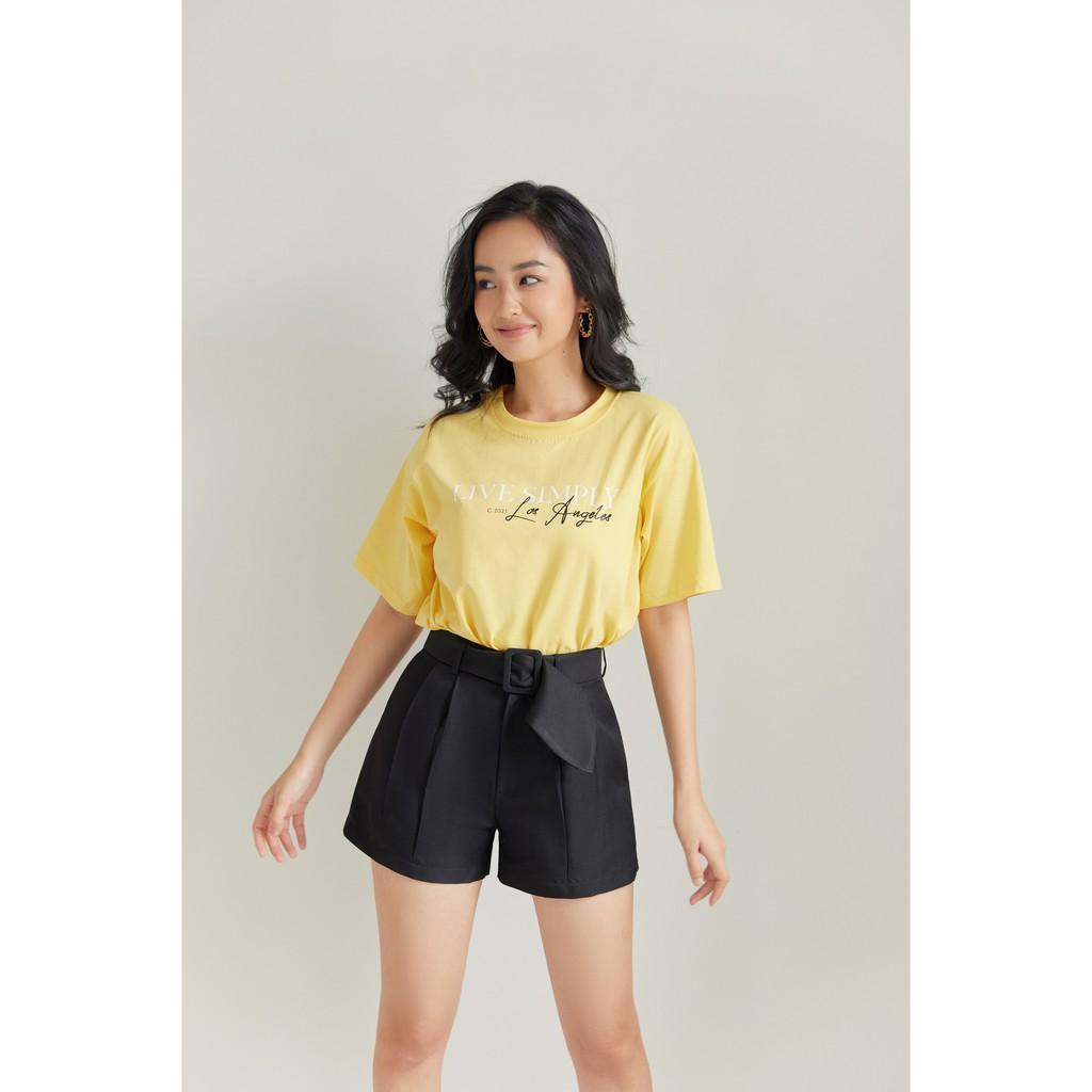 Quần Short Phối Thắt Lưng Màu Đen EDINI - S145
