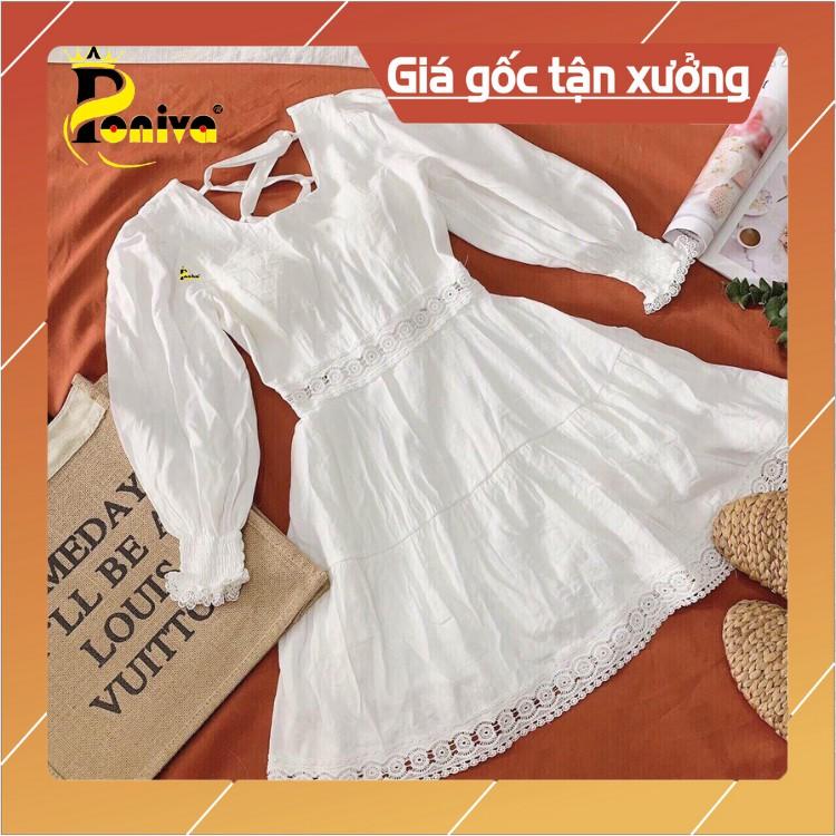 Đầm Nữ Phối Dây Đan Sau Lưng Màu Trắng Tinh Khôi