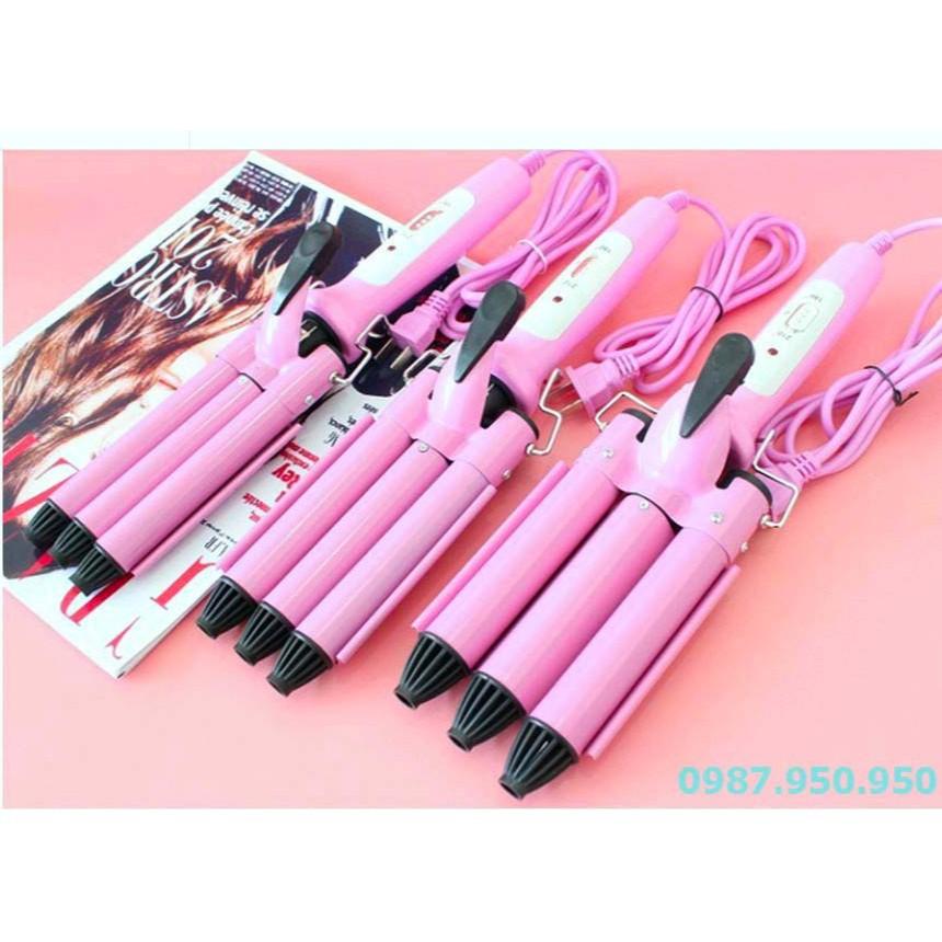 Máy làm xoăn sóng tóc- Máy làm xoăn, bấm sóng nước 3 trục cao cấp Trục 25mm