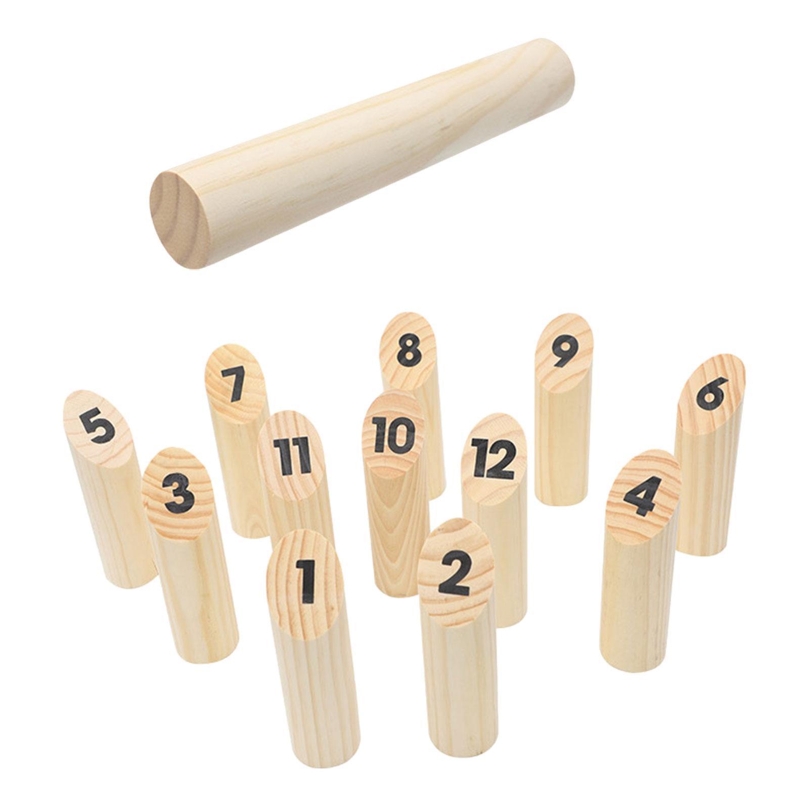 Wooden Yard Game Tossing Game Family Game Throwing Dowel Throw Bowling Set Numbered Block for Outdoor Party Lawn Backyard Teen Adult Kids