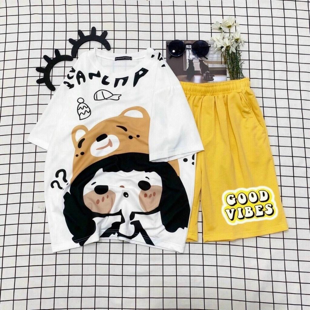 SET THUN NỮ COTTON,THIẾT KẾ HỌA TIẾT TRÊN ÁO SIÊU DỄ THƯƠNG THỜI TRANG MỚI KME