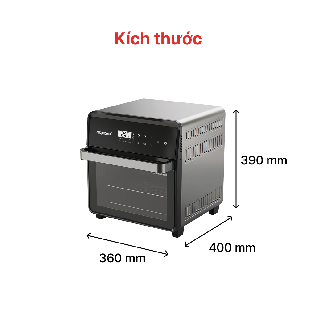 LÒ CHIÊN KHÔNG DẦU 16L HAPPYCOOK, HAO-160S - Hàng Chính Hãng