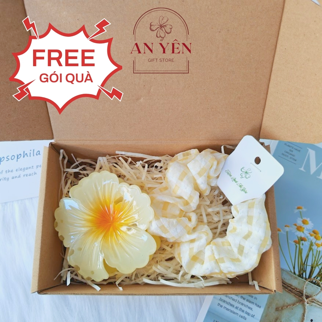 Set Quà Tặng Kẹp Tóc Hoa Mẫu Đơn và Dây Cột Scrunchies Nàng Thơ No.10 Tặng Sinh Nhật Bạn Gái Người Yêu 20/10 8/3