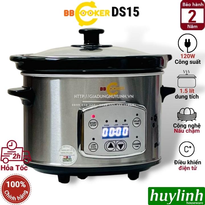 Nồi nấu cháo chậm tự động điện tử BBcooker DS15 - 1.5 lít - Hàng chính hãng - Nồi nấu cháo cho bé, nồi hầm, chưng yến