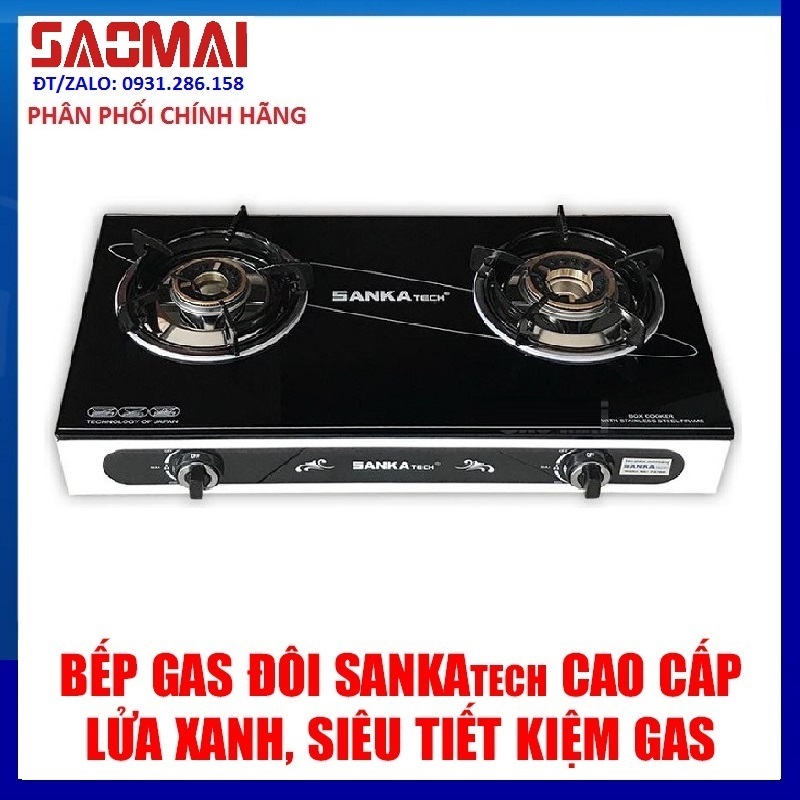 Bếp Gas Đôi Tiết Kiệm Gas SANKAtech 727BB - Sen Đồng Thau - Hàng chính hãng