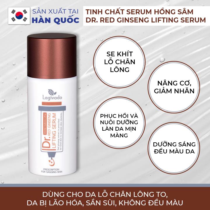 Tinh chất serum dưỡng da Hàn Quốc Lagivado siêu cấp ẩm, trắng sáng da, se khít lỗ chân lông Dr. Red Ginseng Lifting Serum 30 ml