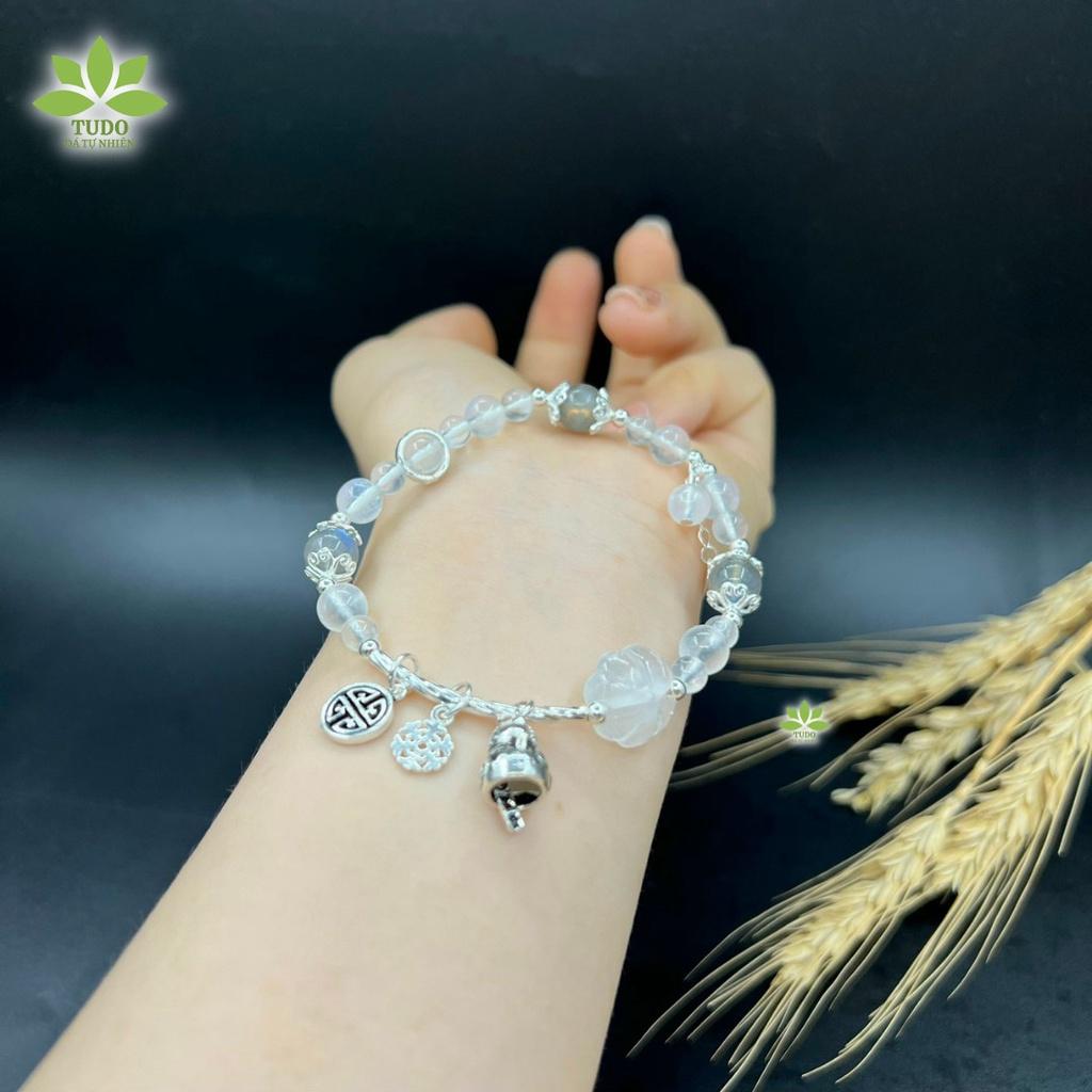 Vòng Tay Nữ Đẹp - Vòng Phong Thủy Mệnh Kim, Thủy TUDO VCBMOON VCBXC AG925 Charm Mèo, Bông Tuyết B21K800