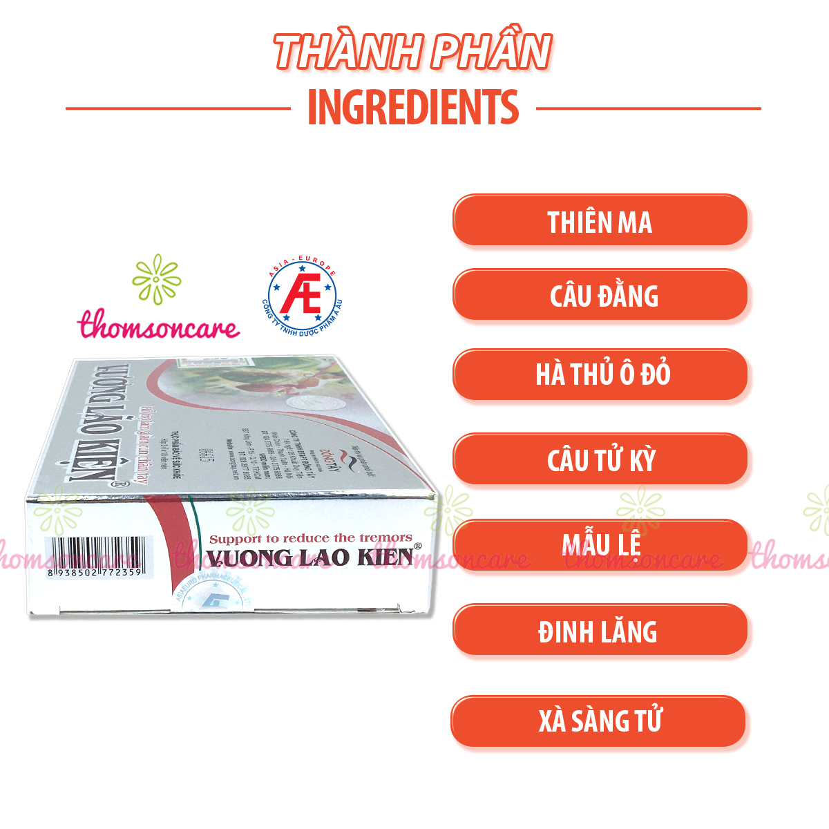 Vương Lão Kiện - Giảm run tay run chân ở người cao tuổi- Có tem tích điểm chính hãng Á Âu
