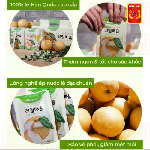 Hộp 10 gói Nước Ép Lê hàn Quốc Nguyên Chất 100% Ginseng House