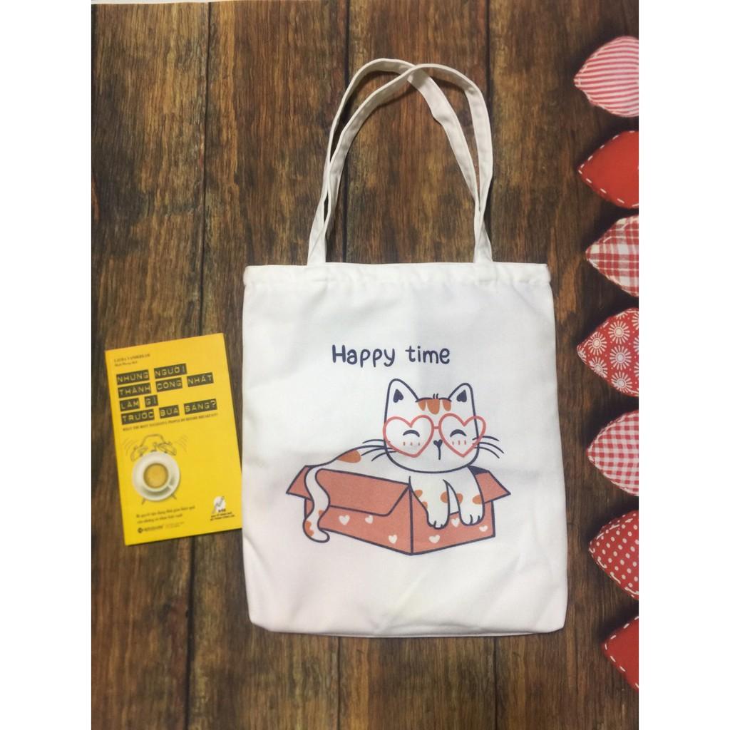 Túi tote Vải canvas mềm Đẹp Cực Hot có khóa miệng đựng vừa a4 tặng quà xinh