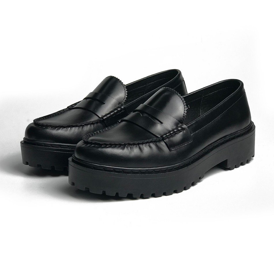 Giày tây lười nam Penny Loafer MAD Chunky Black da bò cao cấp giá rẻ chất lượng tốt thời trang phong cách trẻ