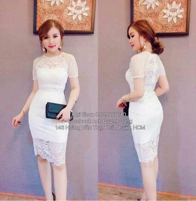 Đầm body ren tay ren lỗ