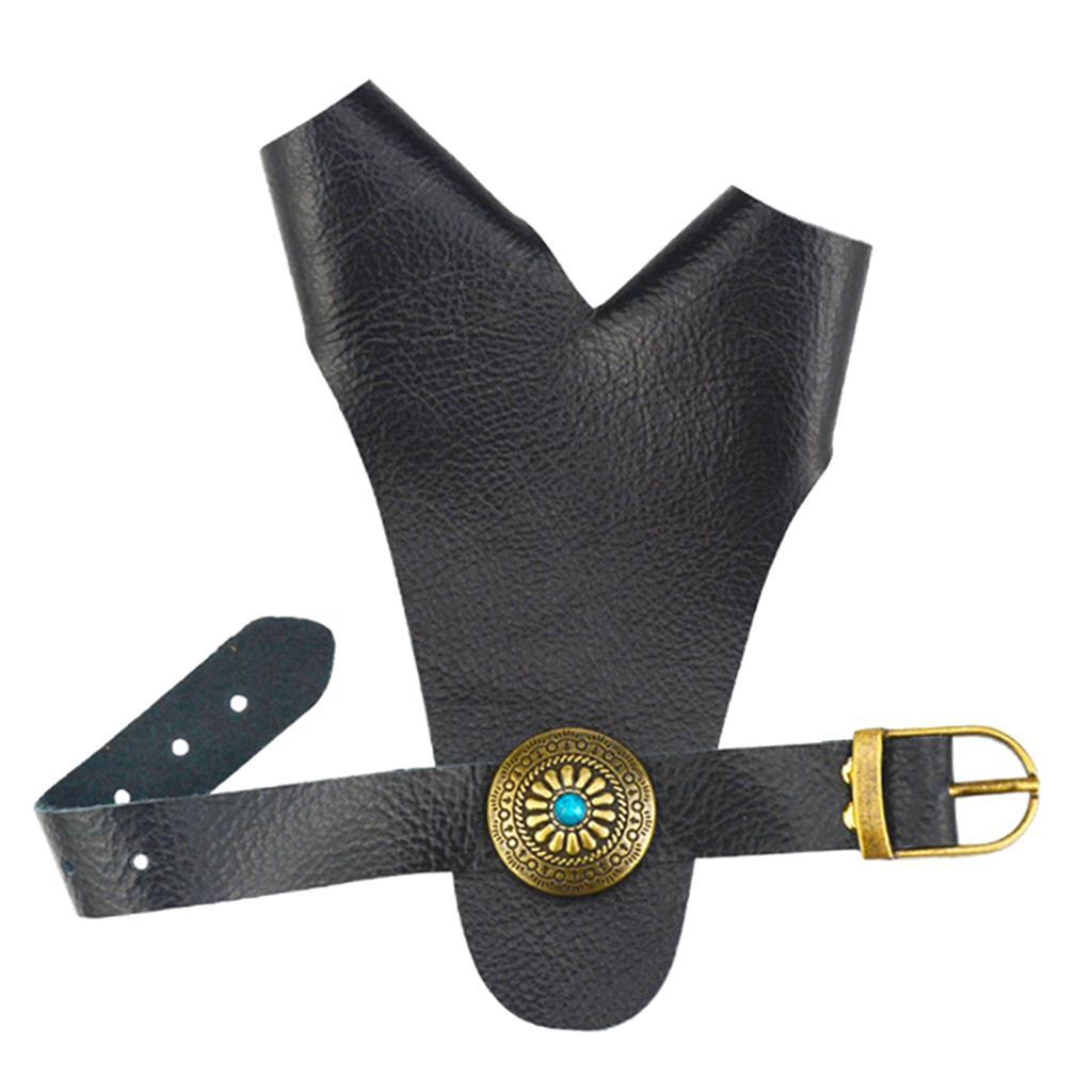 Archery Cow Leather Finger Tab Protector Gloves Arm Hand Guard Tool Black