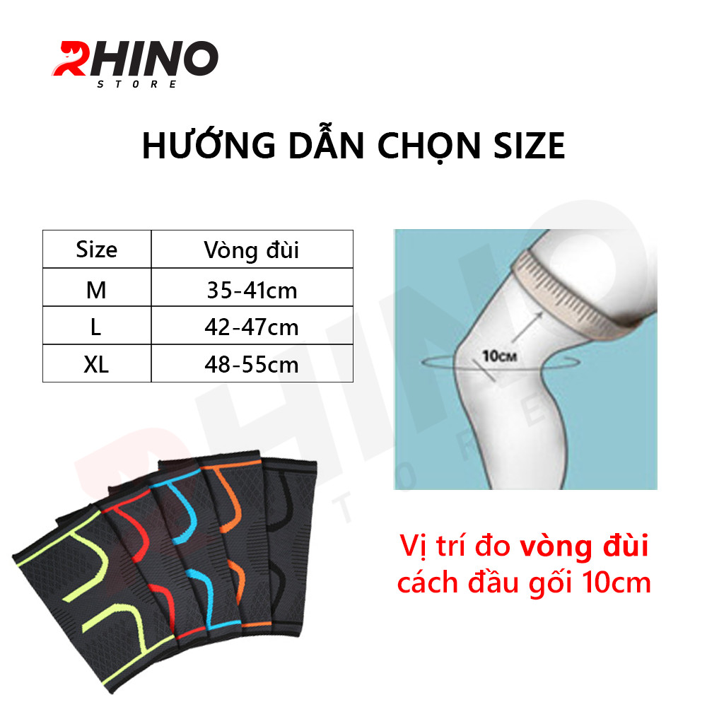 Băng bảo vệ đầu gối Rhino P7718 (1 Đôi) Bó gối thể thao Đai bảo vệ đầu gối khớp gối Băng quấn đầu gối khớp gối hàng chính hãng dành cho cả nam và nữ