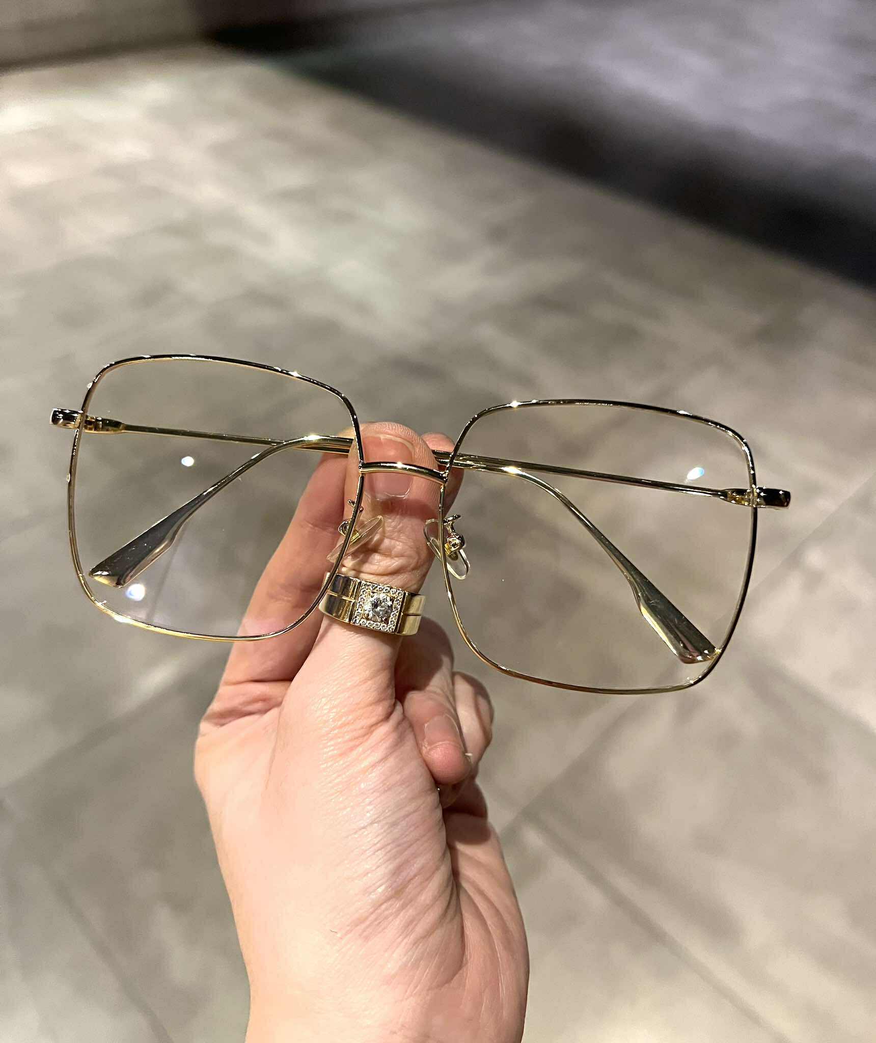 Kính mắt kim loại Korea chống ánh sáng xanh dáng vuông cho nam nữ unisex nam nữ