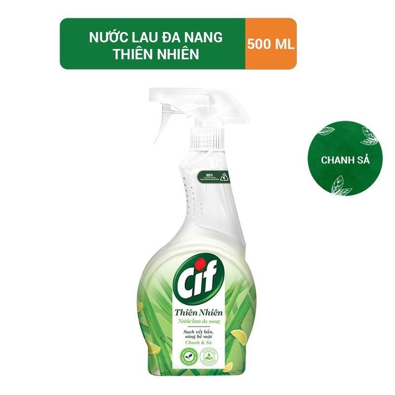 Nước Lau Đa Năng Cif Thiên Nhiên 500ML Chanh &amp; Sả Sạch Vết Bẩn An Toàn