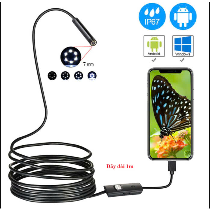 Camera Nội Soi Tai, Soi Đồ Vật Dài 2M Cắm Điện Thoại 3in1 - Hàng Cao Cấp Loại Tốt
