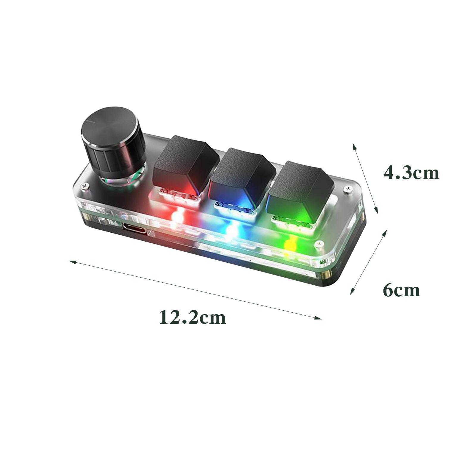 One Handed 3 Key Mechanical Gaming Keyboard Hot Swap with Knob for PC