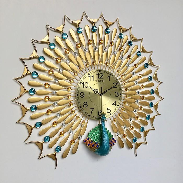 Đồng hồ treo tường GCLOCK loại to KT 68X75 (cm) cao cấp làm từ kim loại sơn tĩnh điện chạy máy kim trôi chuẩn (2024-D12)