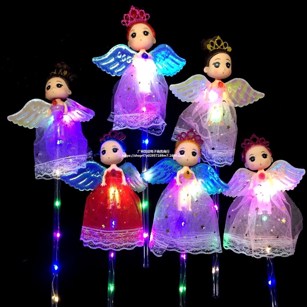 Gậy búp bê chibi, đũa công chúa phát sáng nhiều màu, đồ chơi cho bé - VPP Thiên Ái