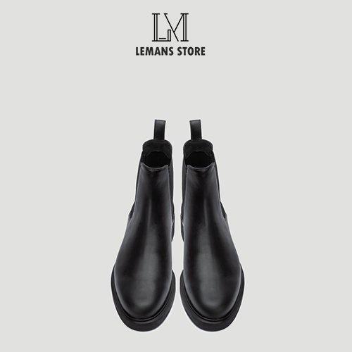 Giày Chelsea Boots Black LEMANS CB66, đế cao 4cm da bò boot nam chelsea boot nam