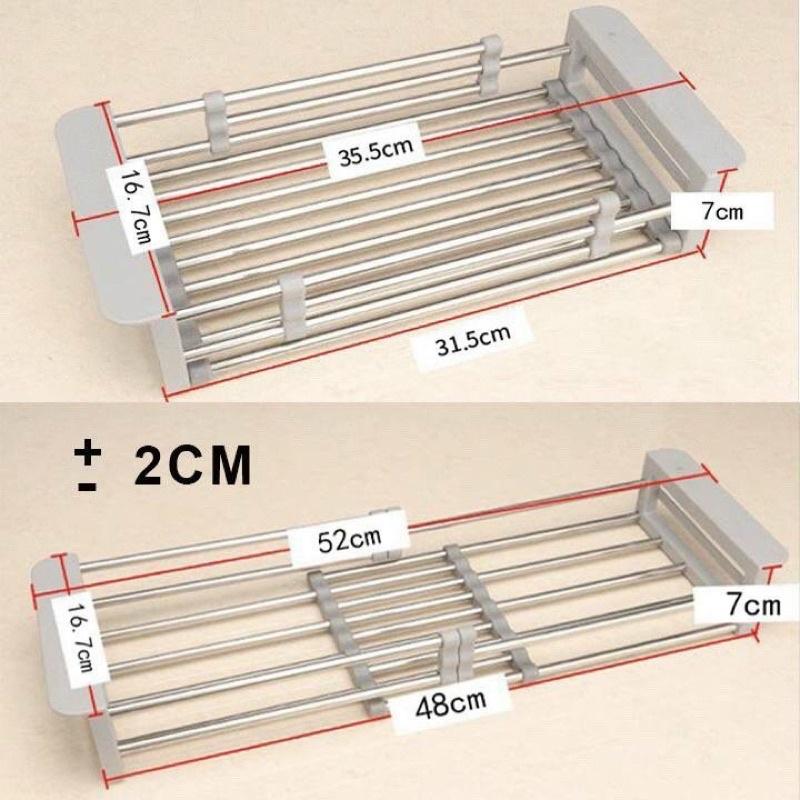 Rổ inox rút gọn - Khay inox gác bồn rửa tiện dụng(Ty)